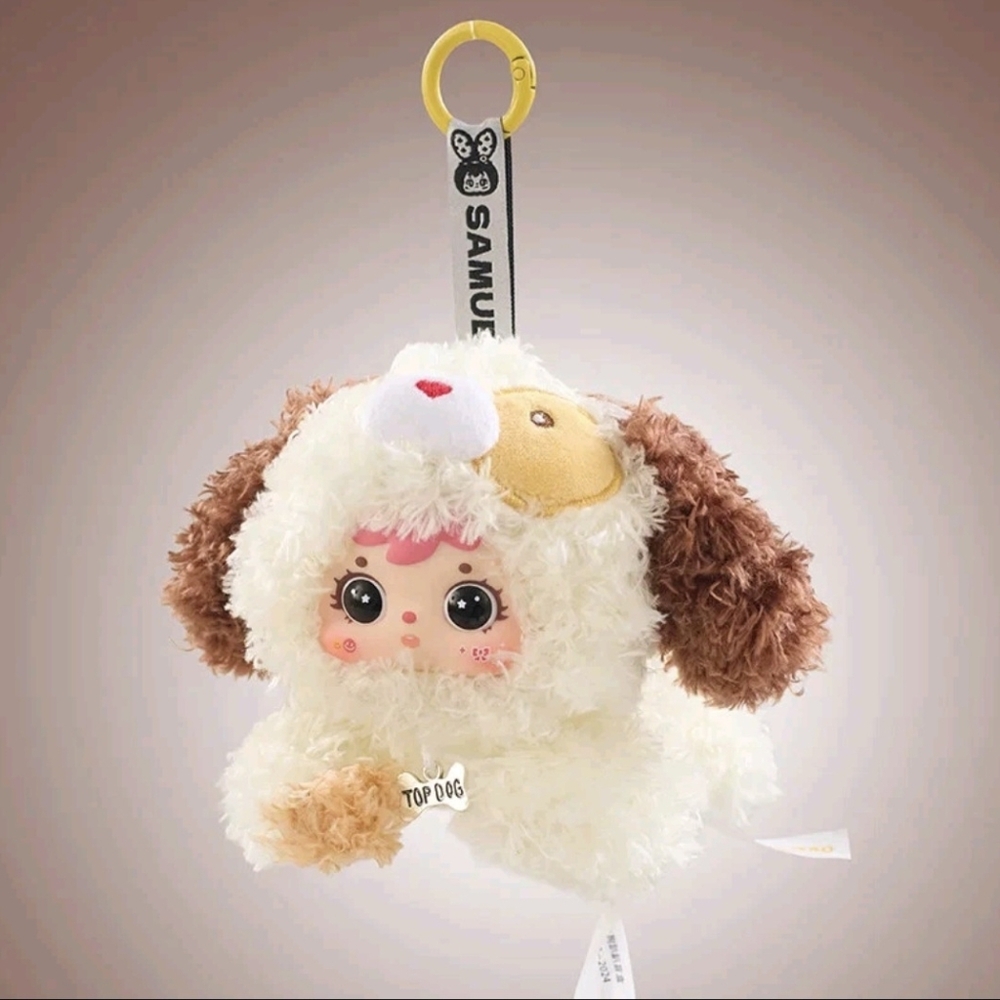 SAMUEL Puppy Flop Series Plush Pendant  "Pudding Meng Meng"